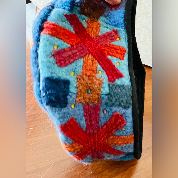 Teresa Searle colorful Appliqué Wool Toque Vintage Hat/ Medium/England Handmade - Picture 9 of 12